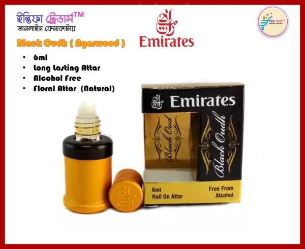 Emirates Black Oudh Floral Attar (Oud/Agarwood) 6 ml Roll on Perfume