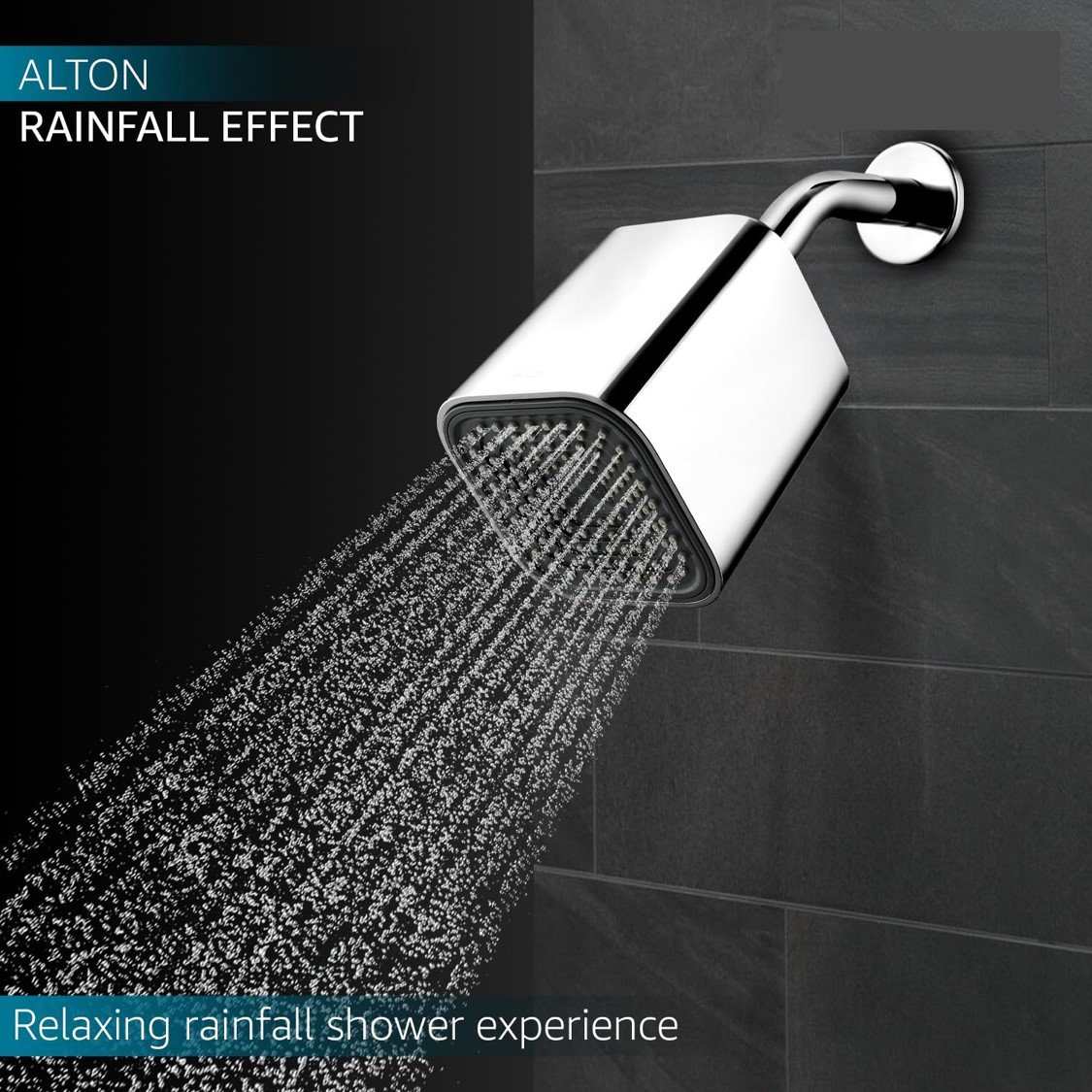 ABS, 4-INCH Square Single Flow Overhead Shower with Arm and Wall Flange (Random Design)