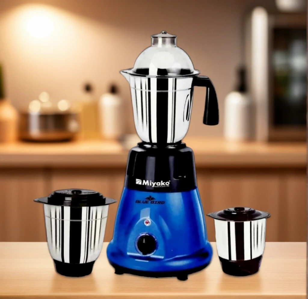 Miyako Blue Bird Mixer Grinder Blender Steel Jug Over Load Protecto Shock-Proof High Quality Universal Heavy Duty Motor 750W