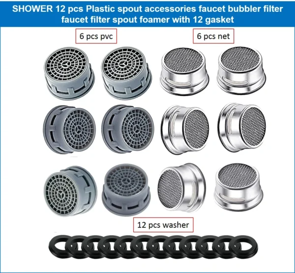 SHOWER 12 pcs Plastic spout accessories faucet bubbler filter faucet filter spout foamer with 12 gasket