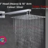 Rain Shower Head, Modern Ultra-thin Stainless Steel Rainfall Shower head for Bathroom, 8 inches, Square, Chrome & 16 inches Ceiling Mounted Shower Head Arm Bathroom Shower Head Bracket Bar G1/2 Shower Head Fixed Pipe Shower Head Holder