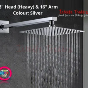 Rain Shower Head, Modern Ultra-thin Stainless Steel Rainfall Shower head for Bathroom, 8 inches, Square, Chrome & 16 inches Ceiling Mounted Shower Head Arm Bathroom Shower Head Bracket Bar G1/2 Shower Head Fixed Pipe Shower Head Holder