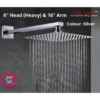 Rain Shower Head, Modern Ultra-thin Stainless Steel Rainfall Shower head for Bathroom, 6 inches, Square, Chrome & 16 inches Ceiling Mounted Shower Head Arm Bathroom Shower Head Bracket Bar G1/2 Shower Head Fixed Pipe Shower Head Holder
