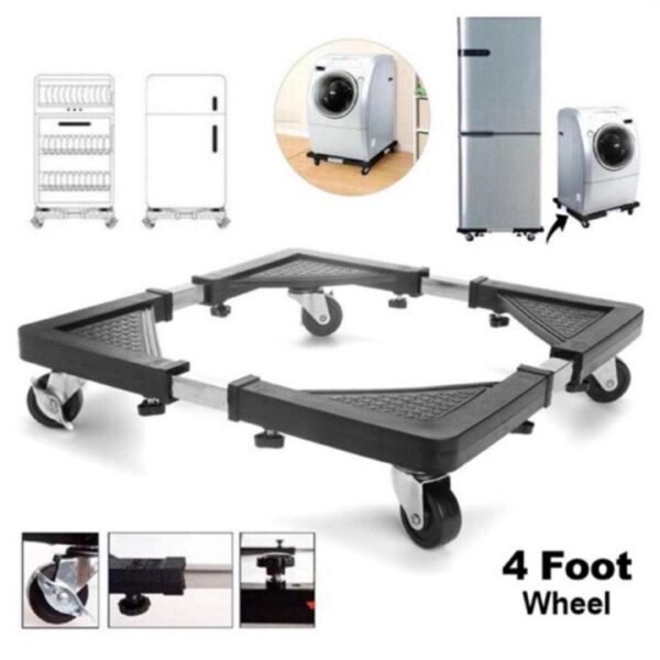 Heavy Duty Adjustable Front & Top Loading Washing Machine/Refrigerator/Fridge Stand Multifunction Movable Washing Machine Base Fridge Stand Holder Refrigerator (for - 5_to_10 kg All Washing Machine use)Trolley