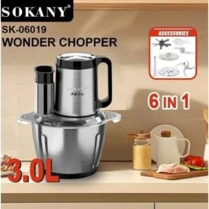 Sokany 6in1 SK-06019 Stainless Steel Wonder Chopper 3.0 Ltr