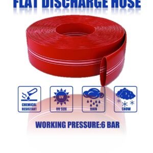 3 inches Red Heavy Duty Lay Flat Agricultural Mud Water Hose Irrigation Hose for Discharge or Backwash Water Transfer Applications, Reinforced PVC, 25'/50/100 feet Length